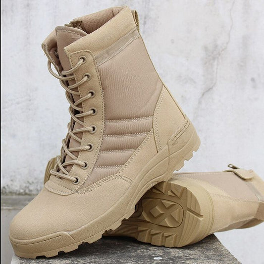 MEN work shoes Genuine Leather Waterproof Lace up Tactical boot Fashion motorcycle combat sawat shoes DMS167