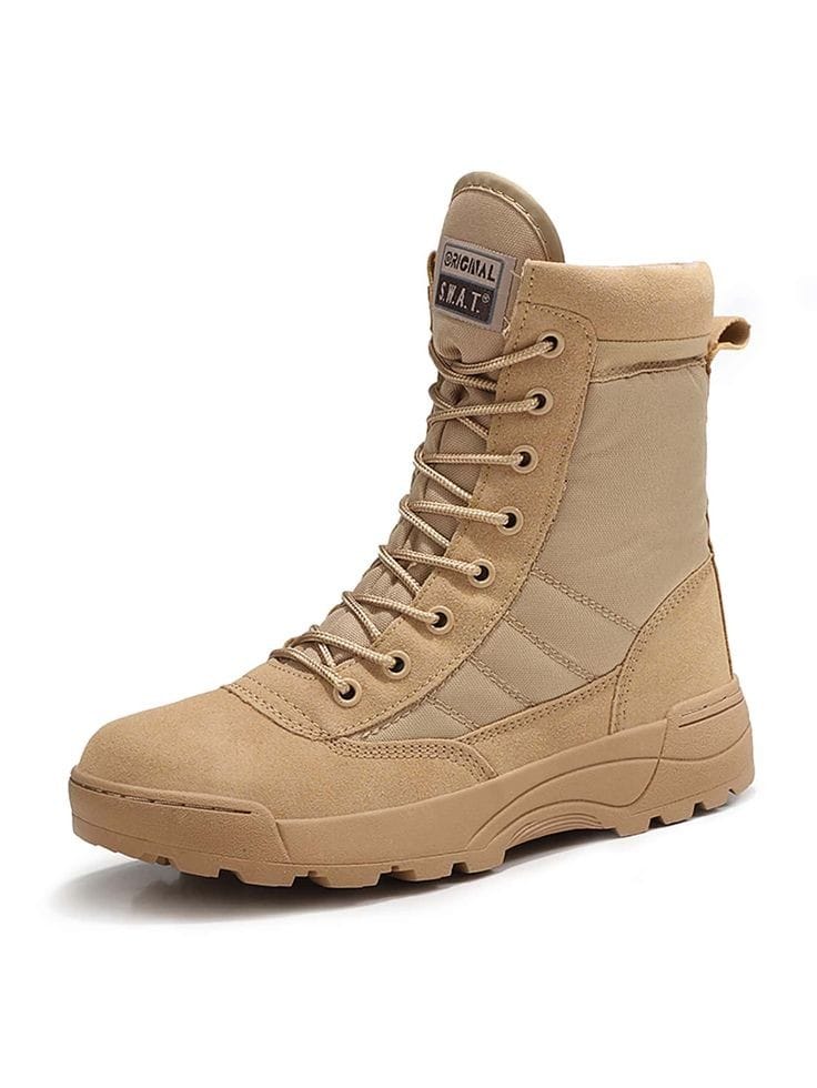 MEN work shoes Genuine Leather Waterproof Lace up Tactical boot Fashion motorcycle combat sawat shoes DMS167