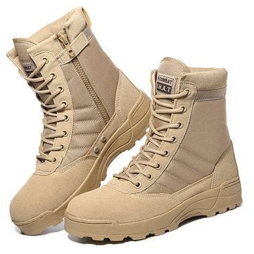 MEN work shoes Genuine Leather Waterproof Lace up Tactical boot Fashion motorcycle combat sawat shoes DMS167