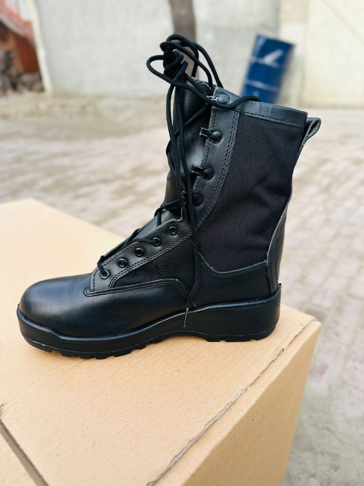 MEN BLACK SIERRA SOLE COMBAT  LONG BOOTS#BM168K